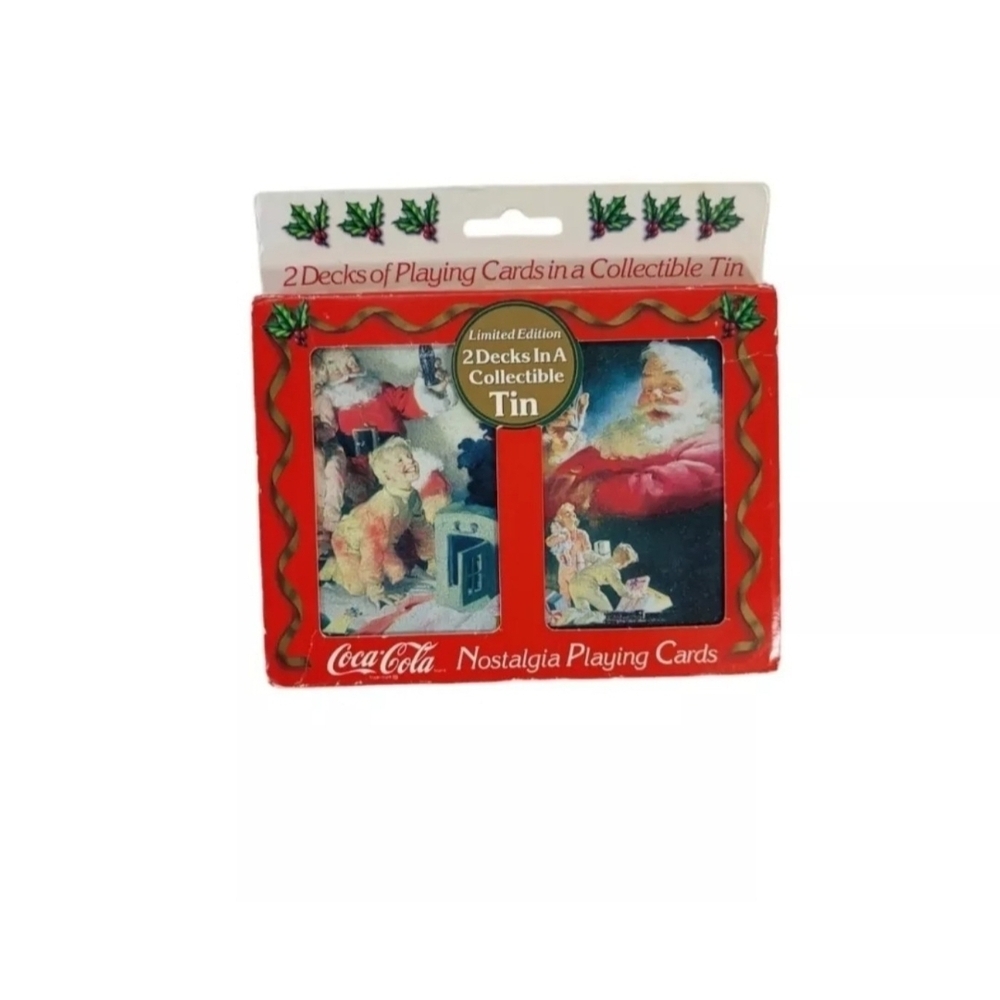 Coca-Cola Christmas Santa Nostalgic Playing Cards W/Tin 1996 Limited Edition New
